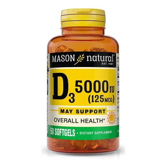 Mason Natural Vitamin D3 Supports Bone and Muscle Health, 50 Softgels
