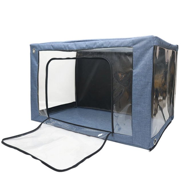 Jaula de atomización para mascotas, cámara de terapia de oxígeno por inhalación para cachorros/perros/gatos medianos, suplementos respiratorios dedicados para veterinarios y sistema vitamínico - azul