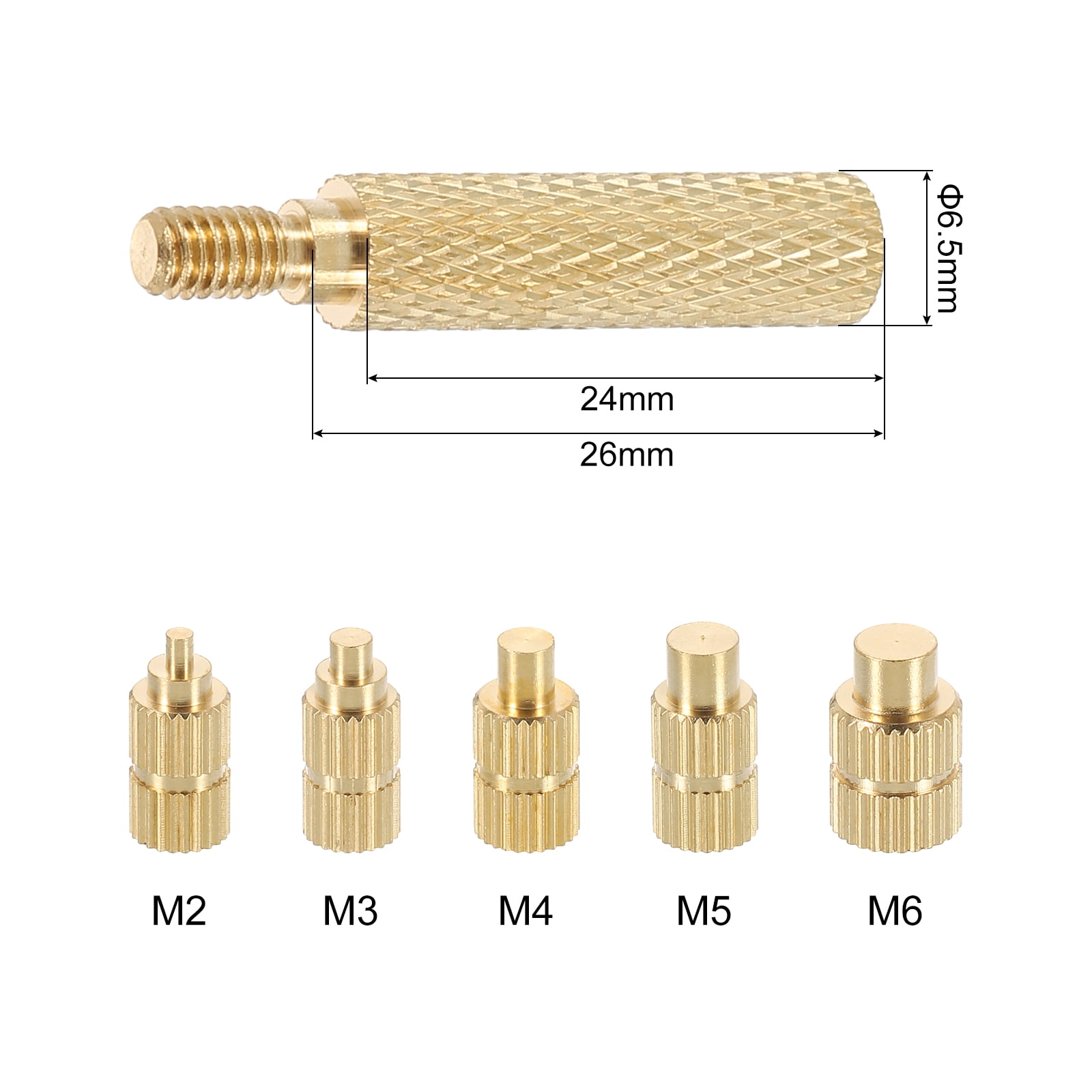 Uxcell 300pcs M2 M3 M4 M5 M6 Metric Threaded Inserts Brass Heat Set Insert Knurled Nuts Assortment Kit, 3D Printing Brass Nuts Female Threaded Inserts Nuts with Heat Set Insert Tips