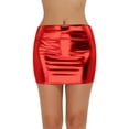 thumbnail image 1 of zdhoor Jupe Mini Moulante en Cuir Verni PVC Extensible pour Femmes Robe Crayon Serrée Rouge Taille Unique, 1 of 6