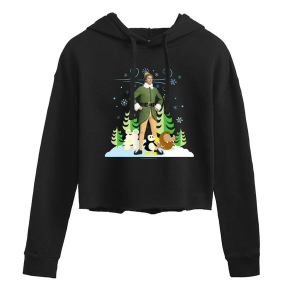 ELF - Christmas Buddy And Arctic Puppets - Juniors Cropped Pullover Hoodie