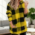 thumbnail image 6 of gbyLJF Womens Plaid Fleece Hoodie Quarter Zip Turndown Collar Pullover Tops Casual Long Sleeve Pockets Sweatshirt, 6 of 7
