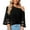 Black, variant on Women's Chiffon Shirt Casual One Shoulder Tops Fashionable Seven-Point Flared Sleeves Blouses