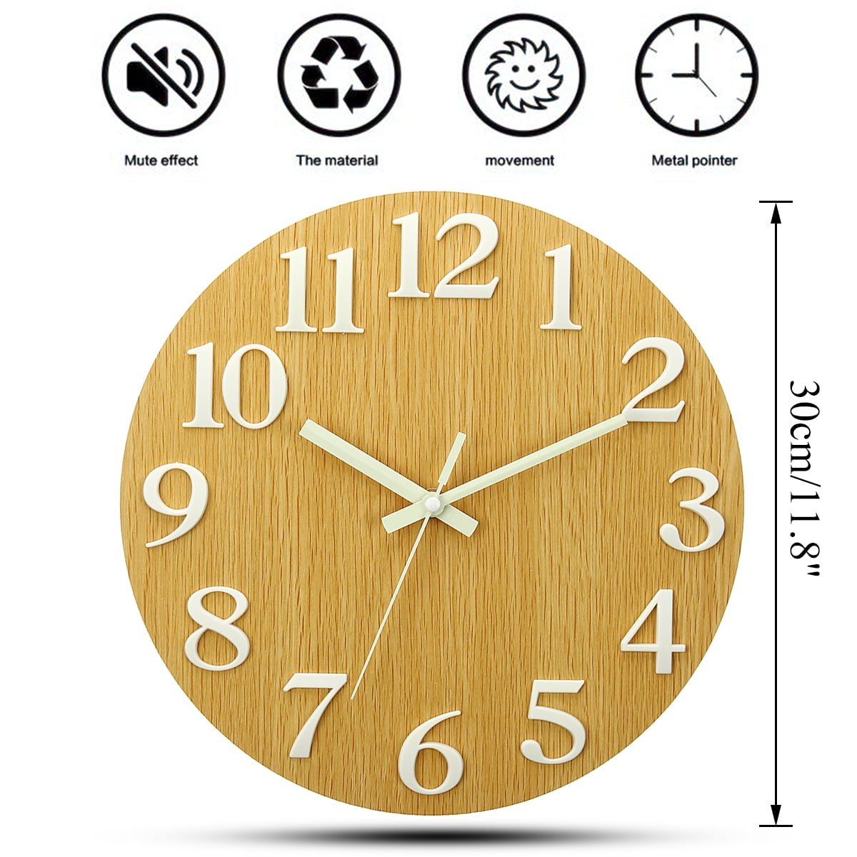 8 Style Luminous Wall Clock Number Quartz Hanging Glow In The Dark Living Room