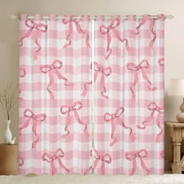 Feelyou Girly Pink Ribbon Black Out Curtains, Kawaii Princess Bowknot Curtains Pack of 2 (42x63 Each), Cartoo Fairy Tale Bedroom Curtains, Blackout Curtains Home Decor
