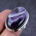 thumbnail image 2 of Natural Chevron Amethyst Gemstone Handmade 925 Sterling Silver Ring S.6.5, 2 of 2