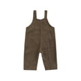 thumbnail image 4 of Cenuakty Baby Romper, Kids Solid Color V-Neck Sleeveless Jumpsuit with Pocket for Spring Fall, Khaki/Coffee/White, 0-3 Years, 4 of 9