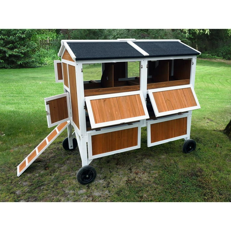 Zoovilla Poultry Chicken Coop with Wheels, Nesting Boxes, Natural