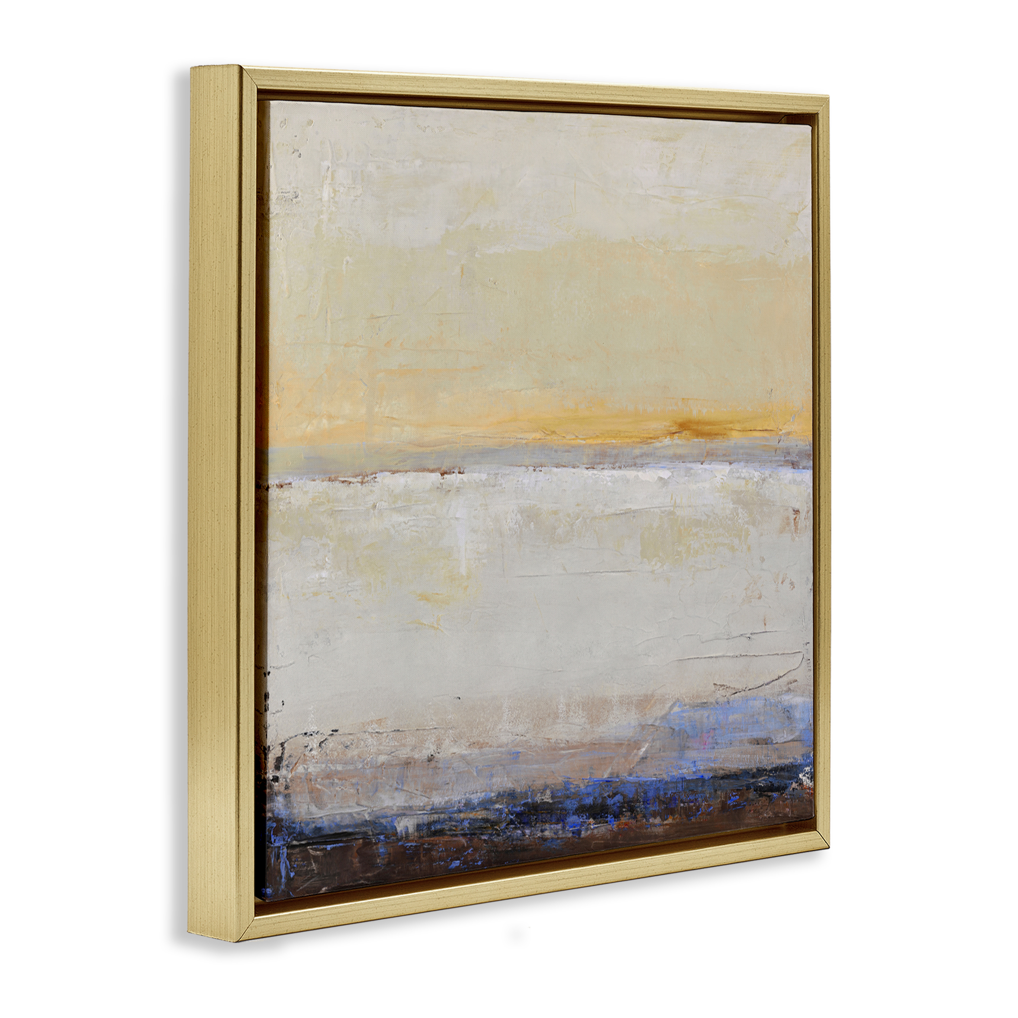 Sweeping Subtle Horizon Gold Framed Floater Canvas Wall Art, design by Design Fabrikken