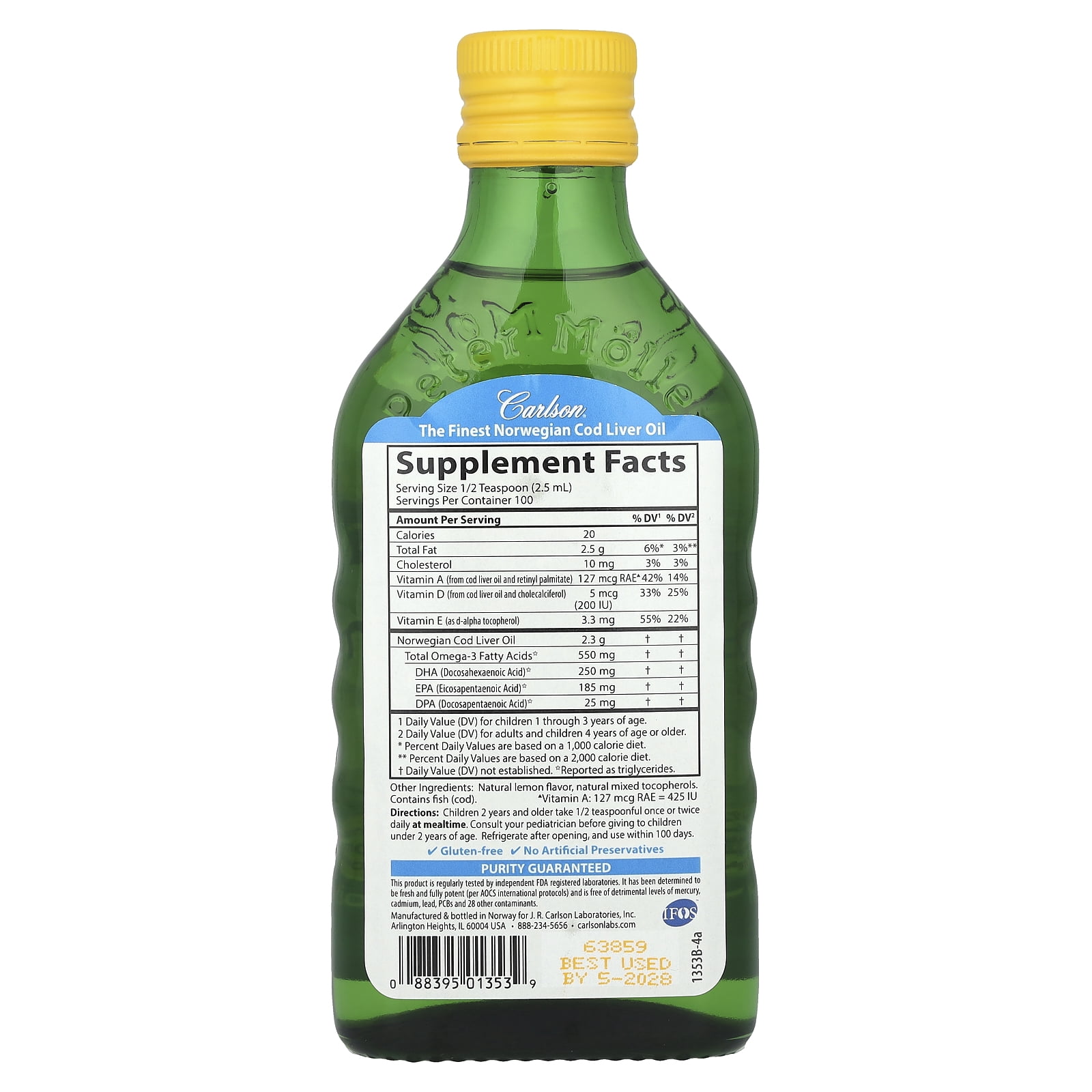 Carlson Labs - Kid's Norwegian Cod Liver Oil Lemon Flavor - 8.4 fl. oz.