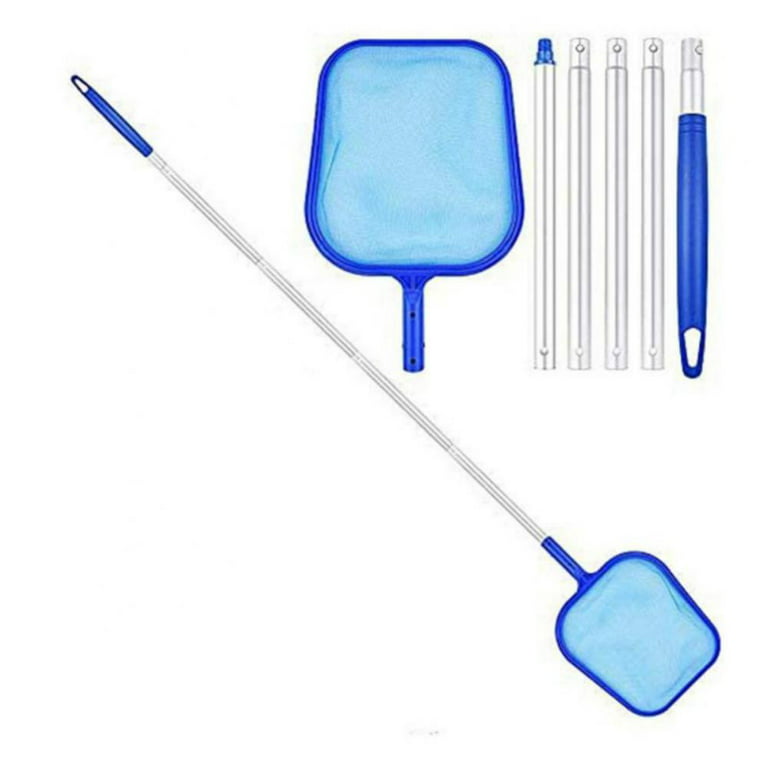 Swimming Pool Skimmer Net with Pole, Professional Pool Net Skimmer, Swimming Pool Cleaner Supplies Skimmer Leaf Screen with 5 Sections Pole 19 - 47