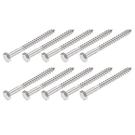 

Hex Lag Screws (M6x70mm)10Pcs 304 Stainless Steel Self-Tapping Wood Bolts - for Household Applications