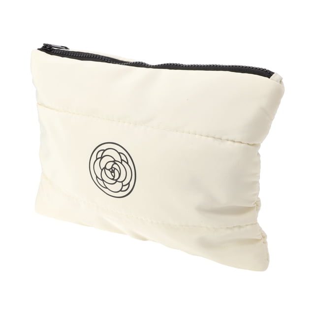1 Pc Bolsa de Maquillaje de Mano para Mujeres con Flores para Vacaciones y Viajes de Negocios de Algodón Blanca
