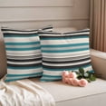 thumbnail image 2 of Green Black Grey Striped Outdoor Waterproof Pillow Covers, Farmhouse Vintage Stripe Decorative Square Throw Pillowcase Sofa Cushion Sham for Patio/Couch/Chair, 18"x18" 2 Pack, 2 of 8