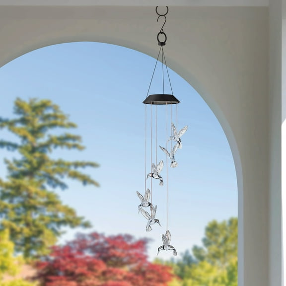 Mainstays Outdoor 30"H Solar Hummingbird Plastic Mobile Chime