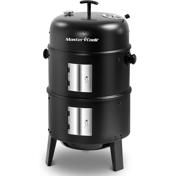 16 inch Charcoal Smoker, Vertical BBQ Grill, Heavy Duty 4 In 1 Fire Pit with built-in Thermometer & Adjustable Vent System for Backyard Patio Camping