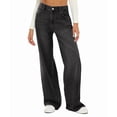 thumbnail image 2 of Women Wide Leg Jeans High Waist Baggy Jean Loose Boyfriend Jeans Denim Pants Y2K Black L, 2 of 9