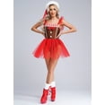 thumbnail image 5 of YiZYiF Women Christmas Dance Costume Gingerbread Man Costume Mesh Tutu Skirt Figure Skating Leotard Dancewear Brown M, 5 of 7