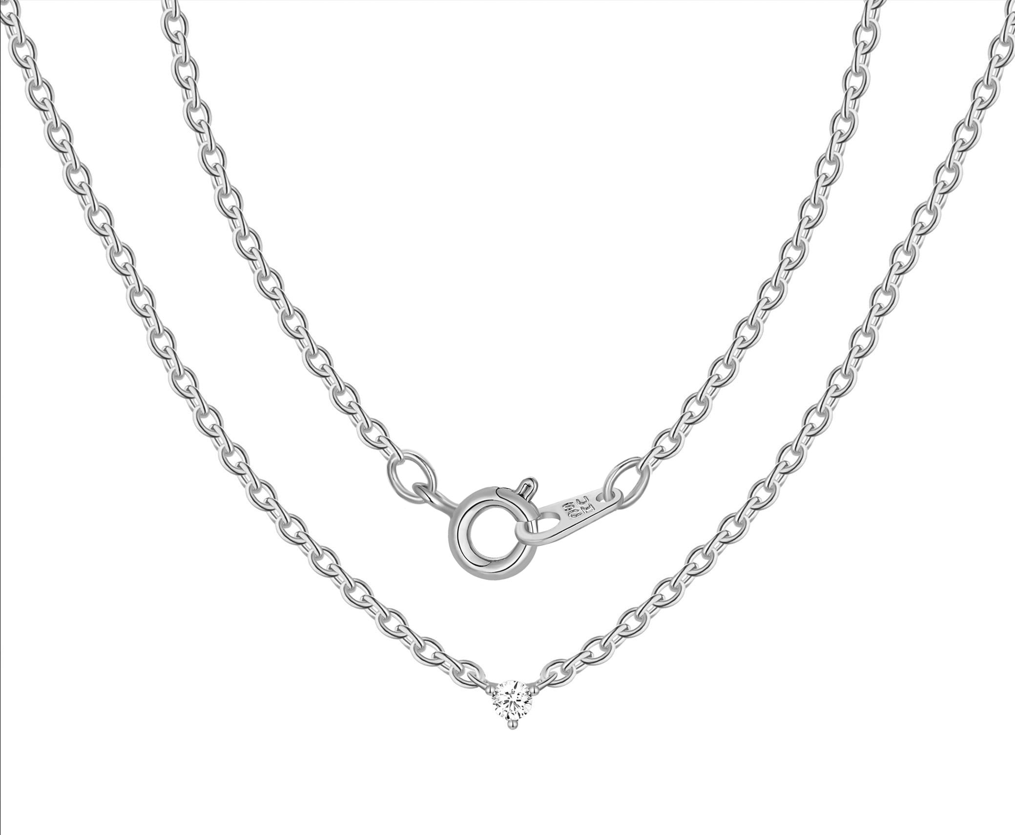 Fine Silver Plated Drop Double Necklace Set with Simulated Diamonds Adult