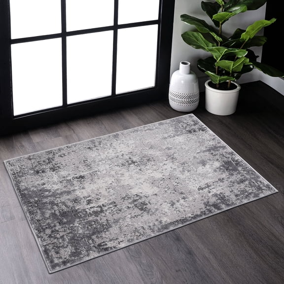 24x36 Light Grey Polyester Rug - Comfortable Underfoot in Living Spaces