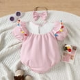 thumbnail image 4 of Gbsyewxs Jumpsuit For Girls Crew Neck Puff Sleeve Embroidery Tassel Romper With Headband 2 Piece Soft Summer Kids Onesie Red Size 6-12 Months, 4 of 6