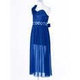 thumbnail image 4 of Yeahdor Girls One Shoulder Shiny Beaded Applique Party Dress Juniors Sequins Overlay Romper Dress for Birthday Proms Weddings Navy Blue 14, 4 of 7