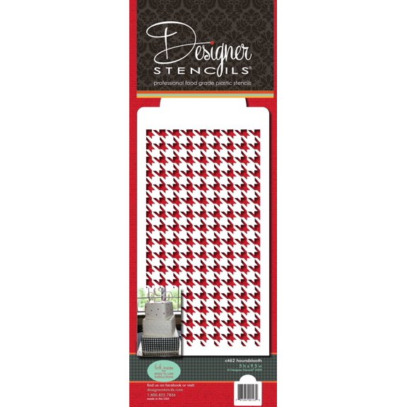 Designer Stencils C462 Houndstooth Cake Stencil Side, Beige/semi-transparent