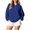 Blue, variant on Vivianyo HD Women's Over Size Drop Shoulder Quarter Zip Fall Sweatshirt, Womens Stand Collar Ribbed Cuff and Hem Solid Winter Pullover Tops for Loungewear, Women's Army Green, Sizes S-2XL