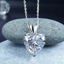 3.Ct Heart Cut Women Real Moissanite Pendant Chain 14K White Gold plated Silver