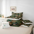 thumbnail image 5 of Manfei Kids Winter Snowman Twin Bedding Sets 7-Piece, Vintage Christmas Buffalo Bedding Comforter Set, Green Geometric Reversible Sheet Sets, Microfiber Bedroom Decor, 5 of 7