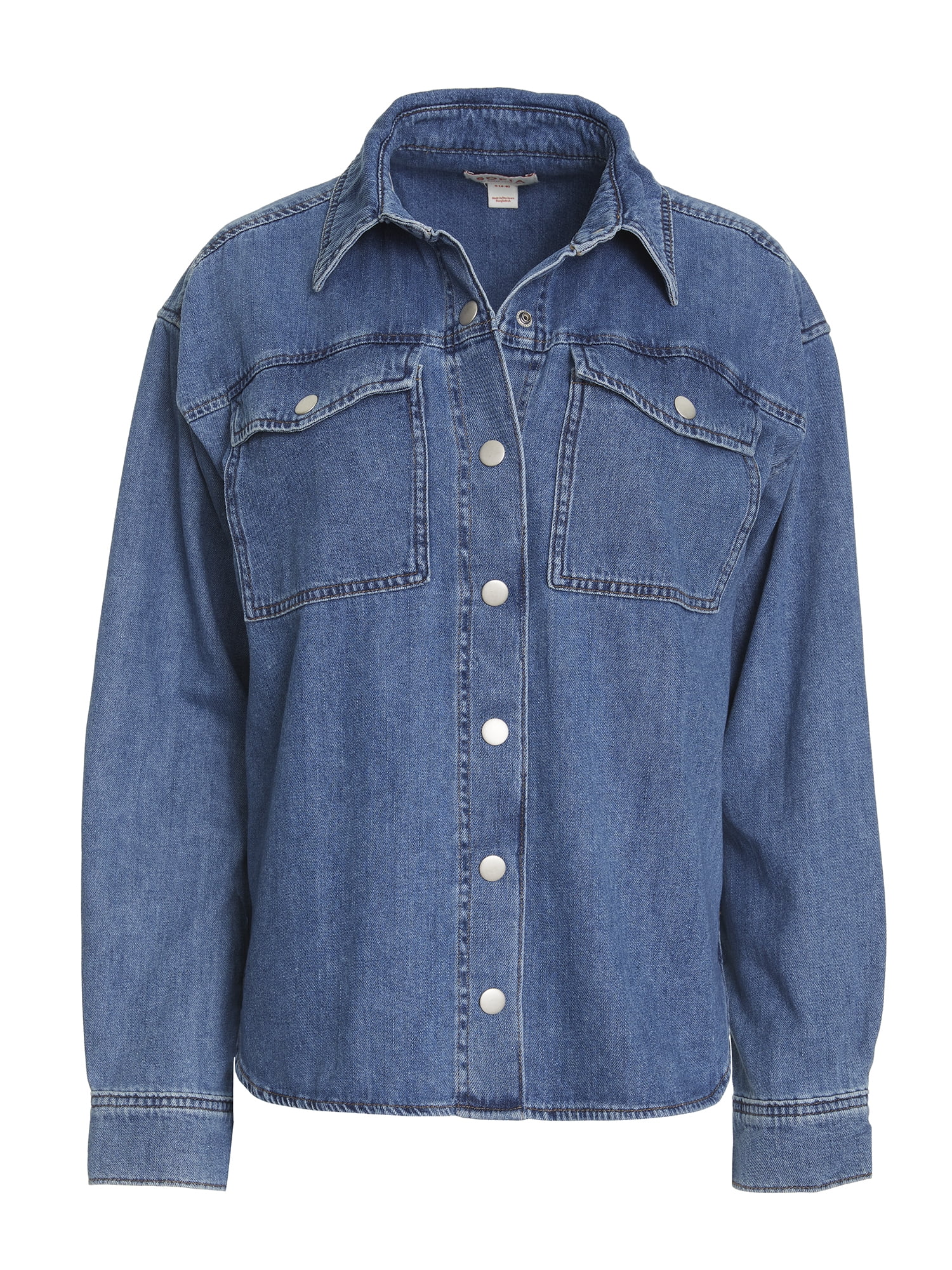 Sofia by Sofia Vergara Women's Relaxed Boyfriend Shirt with Long Sleeves, Sizes XS-XXXL
