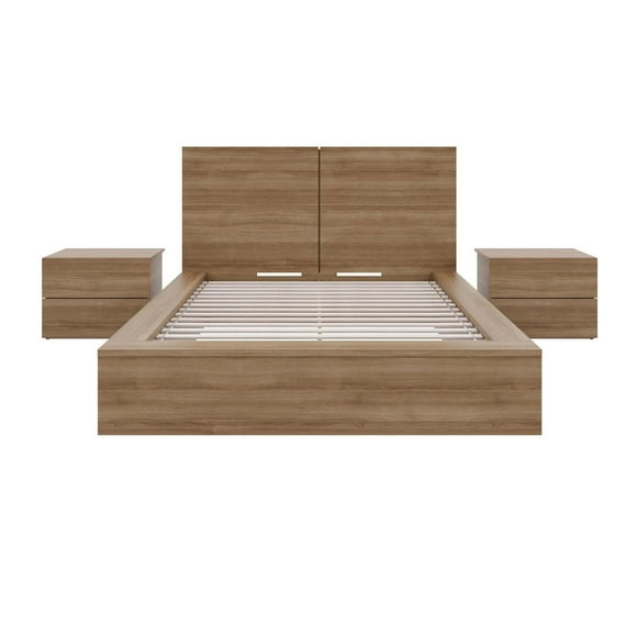 Nexera James 4-Piece King Bedroom Set, Brown Oak
