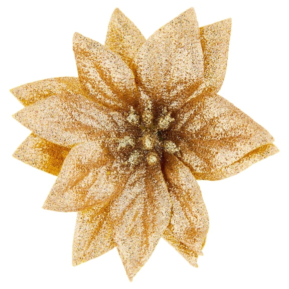 Gold Poinsettia Christmas Clip Ornament, 4", by Holiday Time