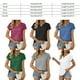 thumbnail image 2 of Minnieouse Verano plisado manga corta empalme cuello en V camiseta Tops mujer suelta ajuste fluido camisetas diarias trabajo al aire libre Prendas para la parte del cuerpo Blanco S, 2 of 6
