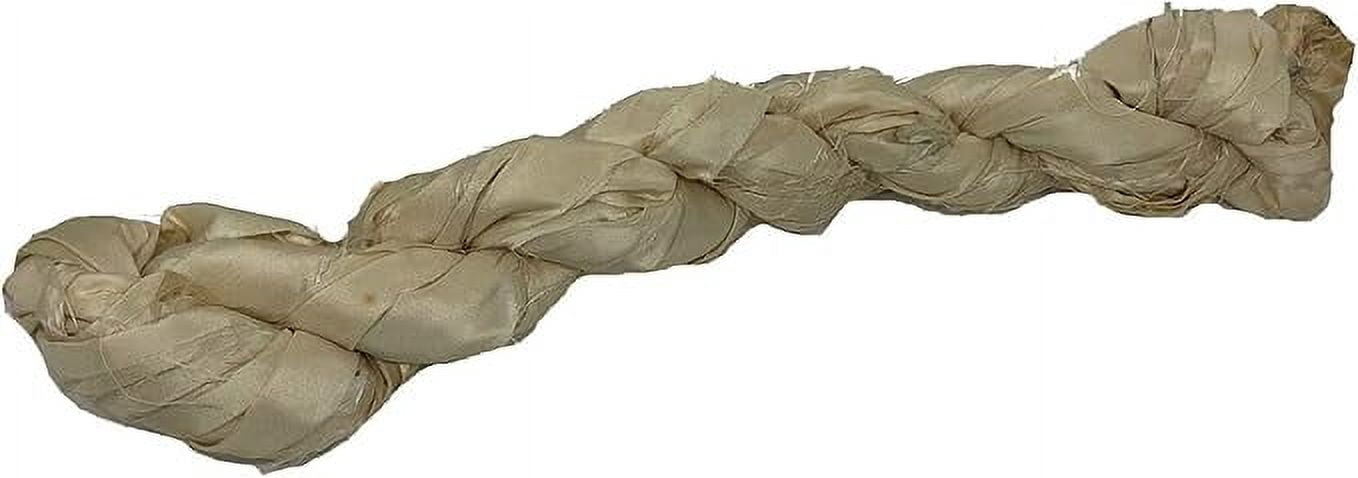 Knitsilk Recycled Sari Silk Ribbon Yarn|Best for Crochet, Knitting, and Embroidery |Sustainable and Unique|50 GMS-30Yards-Ivory|Pack of 3