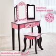 thumbnail image 4 of Teamson Kids Vanity Set Wooden Table With Mirror & Stool Black Pink, 4 of 10