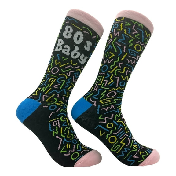 80s Baby Socks Funny Sarcastic Retro Graphic Novelty Footwear for Ladies