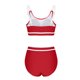 thumbnail image 4 of Conjunto de bikini con cuello en U y espalda descubierta ajustable para mujer, traje de baño de poliéster con bloques de color, 4 of 7