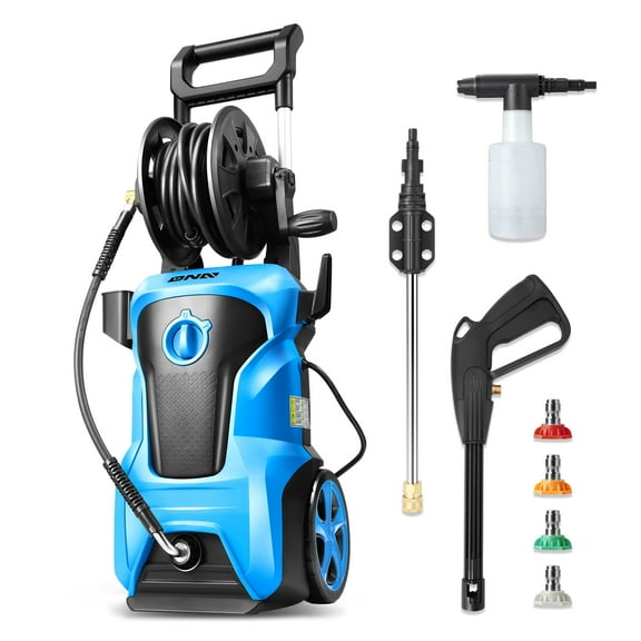2176 PSI 2.4 GPM IPX5 1800W Electric Pressure Washer Car Wash Machine with Adjustable Nozzle Spray Soap Bottle, For Yard Car Driveway Patio Deck Cleaning - Blue