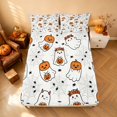 thumbnail image 4 of Homewish Funny Spooky Animal Bed Sheets for Girls, Happy Halloween Themed Full Size Sheets, Off White Orange Pink, 4-Piece (1 Flat Sheet, 1 Fitted Sheet and 2 Pillowcases), 4 of 5