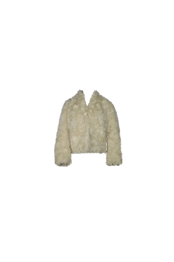 Pre-Owned Vince Plush Jacket in Cream Faux Fur