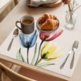thumbnail image 3 of Colorful Tulips Placemats Set of 6, Country Flowers Non-Slip Place Mats Washable Table Mats for Kitchen Dining Table Decorations Indoor/Outdoor, 3 of 9