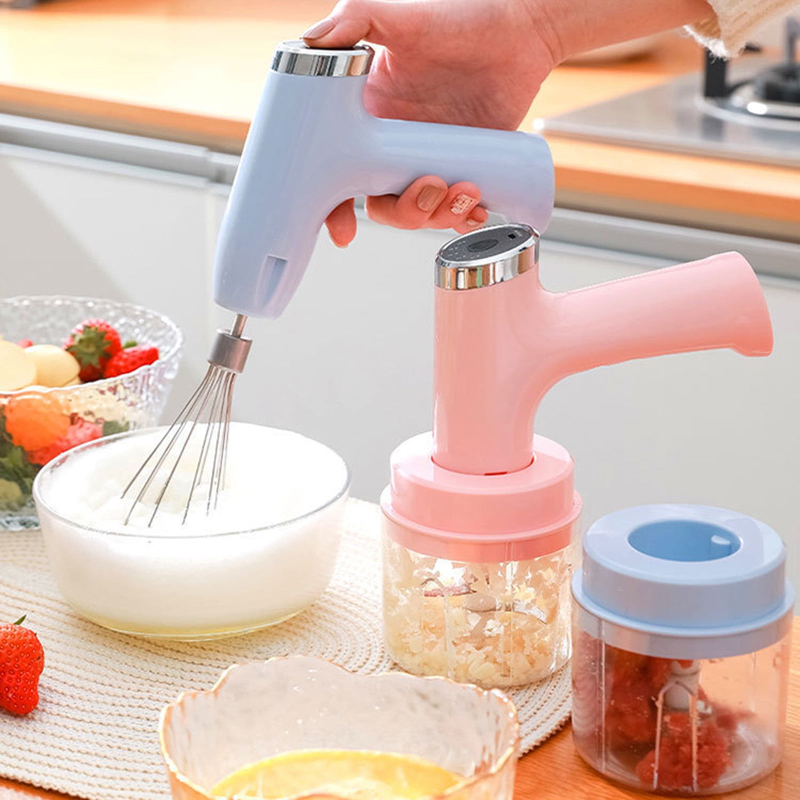 Ergonomic Whipping and Mixing Device Miniature Food Processor Electric Eggs Beater Whisk Hand Mixer Space Saving Kitchen Gadget