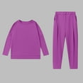thumbnail image 6 of VBTAPA Womens 2 Piece Casual Sports Outfits Solid Color Long Sleeve Tops Wide Leg Pants Lounge Track Suit Sets Jogger Workout Set with Pockets Limited Time Deals Purple M, 6 of 7