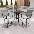 thumbnail image 3 of UDPATIO Patio Bar Height Table with Umbrella Hole, 2-Tier High Top Outdoor Bistro Table, Square Tempered Glass Metal Table for Patio, Lawn, Bar, 3 of 6
