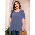 thumbnail image 5 of SHOWMALL Plus Size Clothing for Women Tunic Tops Short Sleeve Grey Blue 1X Summer Blouse Swing Tee Crewneck Clothes Flowy Shirt for Leggings, 5 of 7