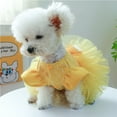 thumbnail image 2 of BAIANNAN 1PC Pet Apparel Dog Autumn and Winter Yellow Flying Sleeve Bow Princess Dress With Drawstring Buckle For Small Medium Dogs, 2 of 6