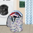 thumbnail image 5 of 50L Large Capacity Foldable Elastic Storage Basket Laundry Basket Small Blue Butterflies, 5 of 7
