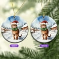 thumbnail image 2 of Hello Winter Abyssinian Frosty Morning Walk Welcome Snowy Christmas Ceramic Round Ornament Cat Lover Kitten Owner Gifts Home Tree Decor - 02018, 2 of 5