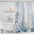thumbnail image 3 of Ocean Blue Coral Shower Curtain, Waterproof Shower Curtains for Bathroom, Summer Coastal Starfish Flower Washable Fabric Bathtub Curtain Set Bath Decor with 12 Hooks Standard 72"x72", 3 of 8